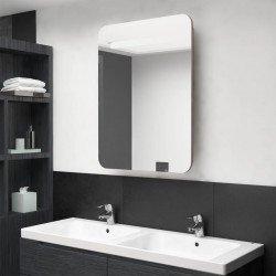 Sonata H LED шкаф с огледало за баня, цвят дъб, 60x11x80 см - Dulapuri de baie