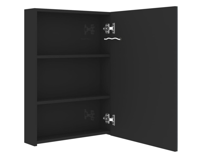 Sonata Dulap de baie cu oglindă și LED, negru strălucitor, 50x13x70 cm