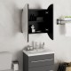 Sonata H Шкаф за баня с кръгло огледало и LED, черен, 47x47x17,5 см