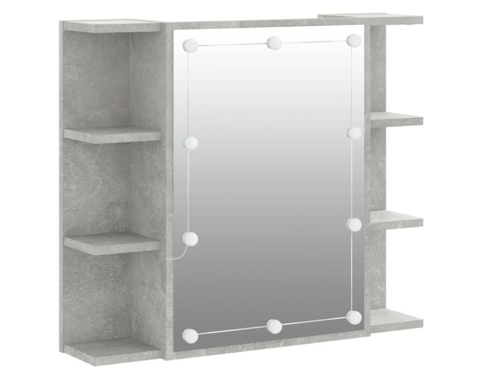 Sonata Dulap cu oglindă și LED, gri beton, 70x16,5x60 cm