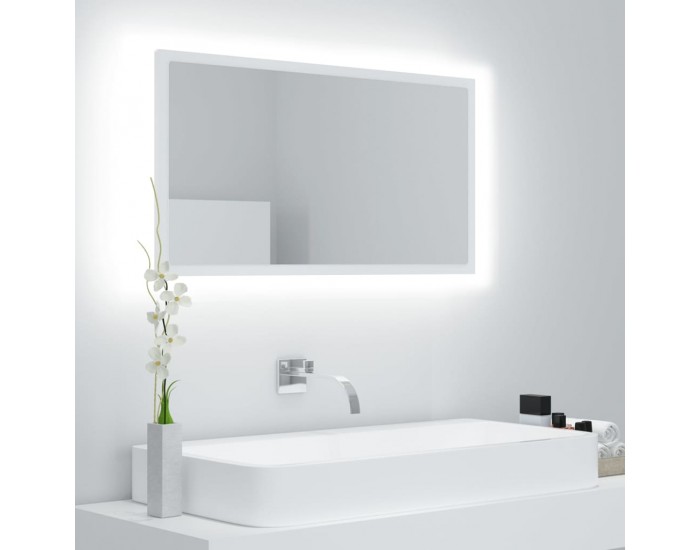 Sonata H LED огледало за баня, бяло, 80x8,5x37 см, акрил
