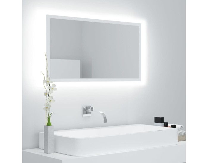 Sonata Oglindă de baie cu LED, alb, 80x8,5x37 cm, acril