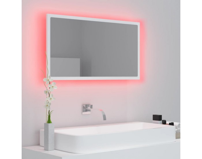 Sonata H LED огледало за баня, бяло, 80x8,5x37 см, акрил