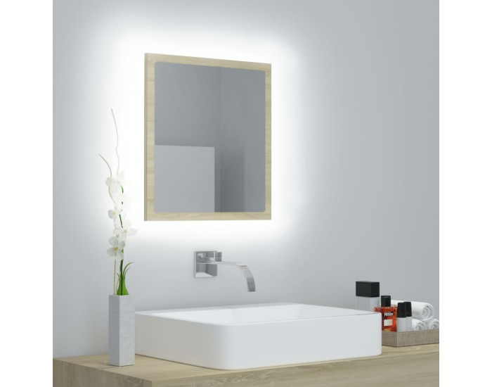 Sonata H LED огледало за баня, дъб сонома, 40x8,5x37 см, акрил