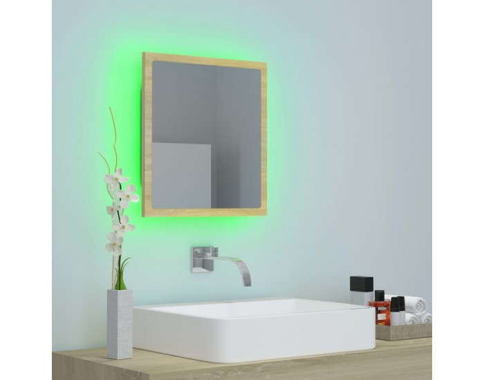 Sonata H LED огледало за баня, дъб сонома, 40x8,5x37 см, акрил