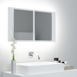 Sonata H Шкаф с LED огледало за баня, бял, 80x12x45 см, акрил - Dulapuri de baie