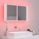 Sonata H Шкаф с LED огледало за баня, бял, 80x12x45 см, акрил