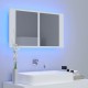 Sonata H Шкаф с LED огледало за баня, бял, 80x12x45 см, акрил