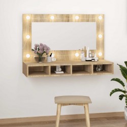 Sonata H Огледален шкаф с LED, сонома дъб, 90x31,5x62 см - Dulapuri de baie