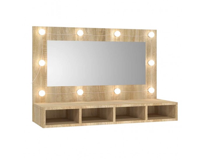 Sonata H Огледален шкаф с LED, сонома дъб, 90x31,5x62 см