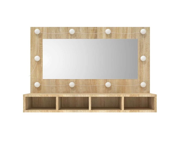 Sonata Dulap cu oglindă și LED, stejar sonoma, 90x31,5x62 cm
