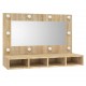 Sonata H Огледален шкаф с LED, сонома дъб, 90x31,5x62 см