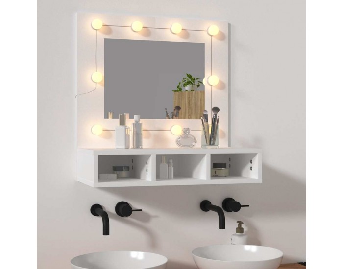 Sonata H Огледален шкаф с LED, бял, 60x31,5x62 см