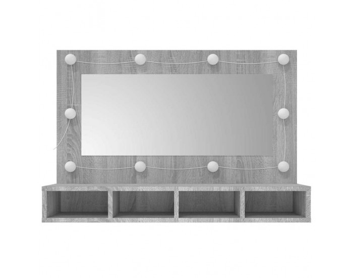 Sonata H Огледален шкаф с LED, сив сонома, 90x31,5x62 см