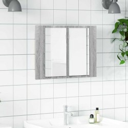 Sonata H LED огледален шкаф, сив сонома, 60x12x45 см, инженерно дърво - Dulapuri de baie
