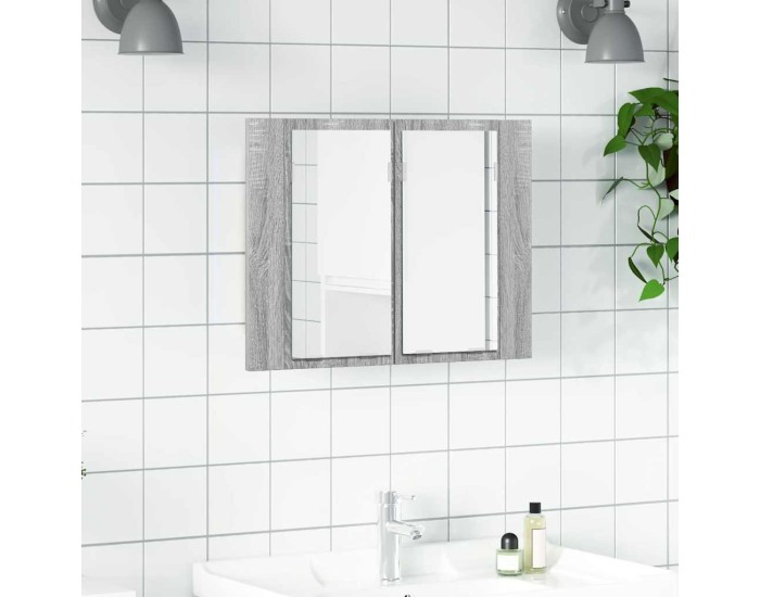Sonata Dulap cu oglindă & LED gri sonoma 60x12x45 cm lemn compozit