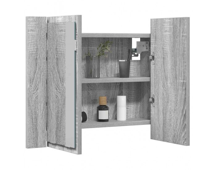 Sonata H LED огледален шкаф, сив сонома, 60x12x45 см, инженерно дърво