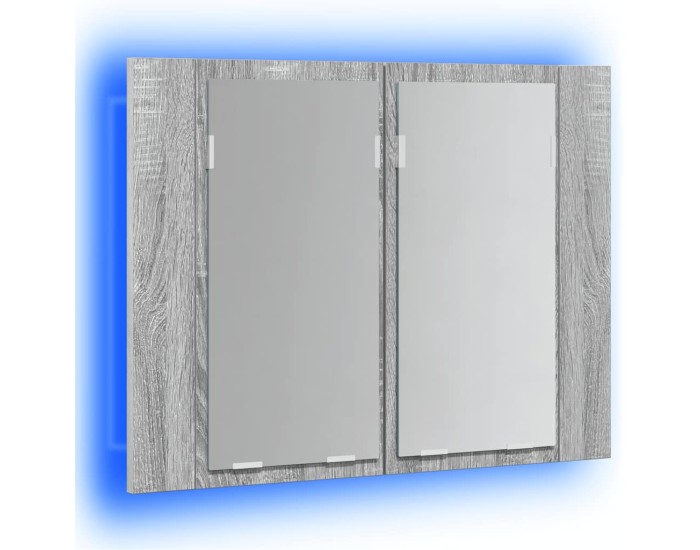 Sonata Dulap cu oglindă & LED gri sonoma 60x12x45 cm lemn compozit