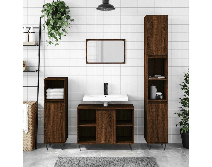 Sonata Dulap pentru baie, stejar maro, 80x33x60 cm, lemn compozit