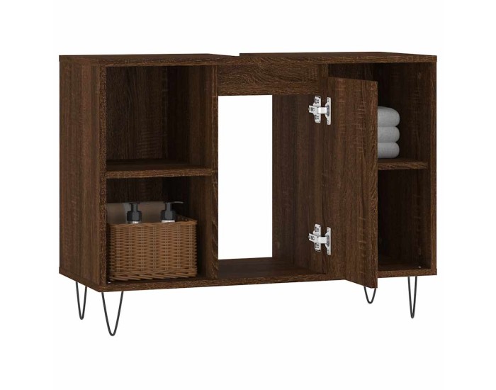 Sonata Dulap pentru baie, stejar maro, 80x33x60 cm, lemn compozit