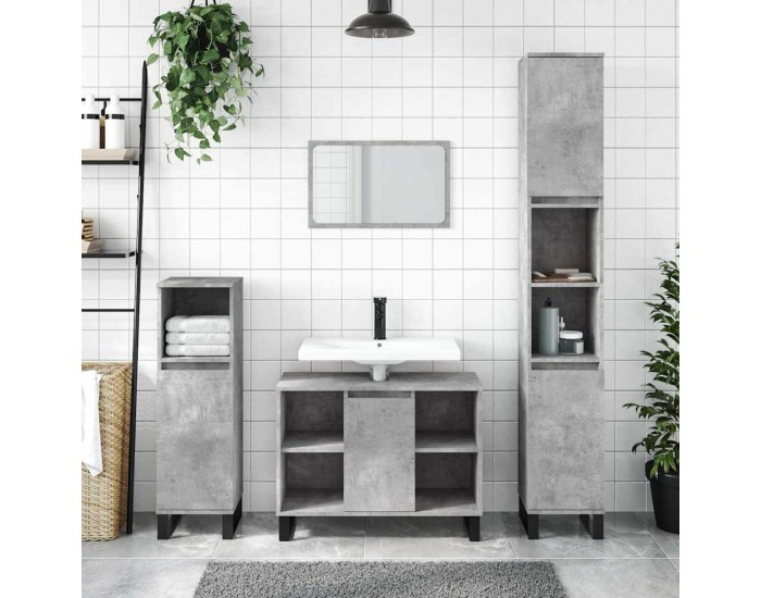 Sonata Dulap pentru baie, gri beton, 80x33x60 cm, lemn compozit