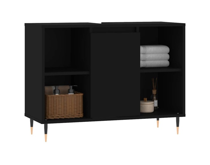 Sonata Dulap pentru baie, negru, 80x33x60 cm, lemn compozit