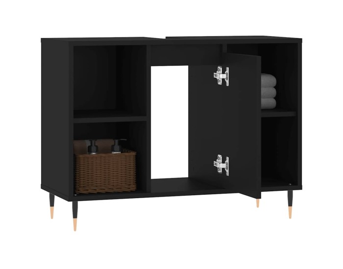 Sonata Dulap pentru baie, negru, 80x33x60 cm, lemn compozit