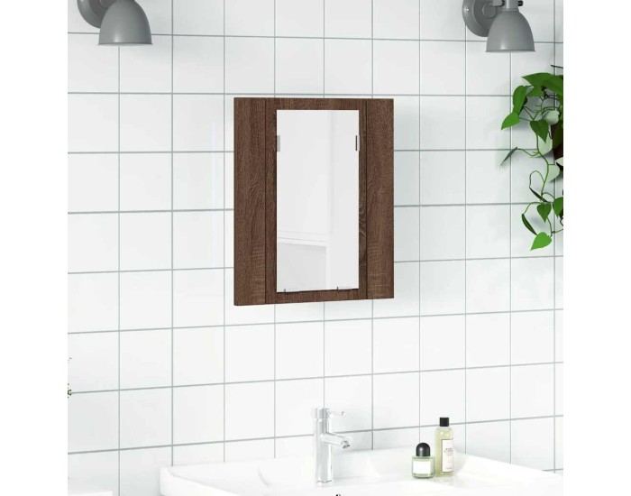 Sonata Dulap cu oglindă de baie LED, stejar maro, 40x12x45 cm, lemn