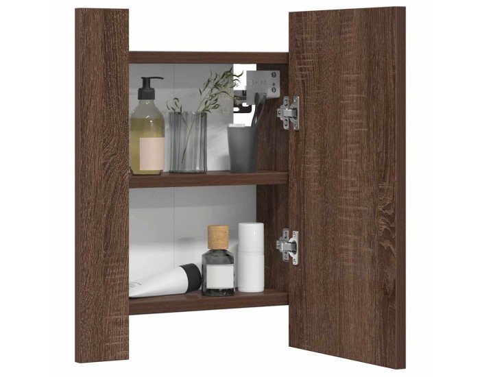 Sonata Dulap cu oglindă de baie LED, stejar maro, 40x12x45 cm, lemn