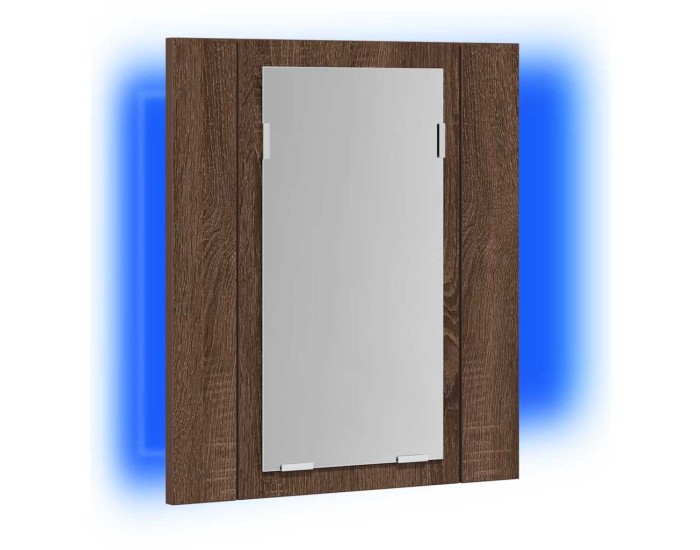 Sonata Dulap cu oglindă de baie LED, stejar maro, 40x12x45 cm, lemn