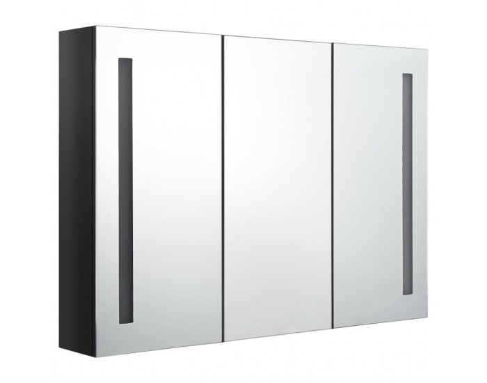 Sonata H LED шкаф с огледало за баня, 89x14x62 см, сияйно черно