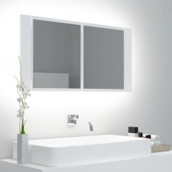 Sonata H Шкаф с LED огледало за баня, бял, 90x12x45 см, акрил - Dulapuri de baie