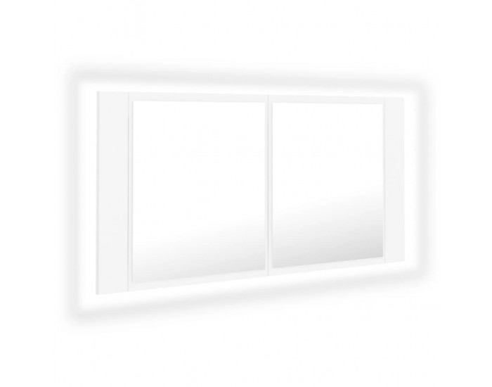 Sonata H Шкаф с LED огледало за баня, бял, 90x12x45 см, акрил