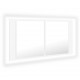Sonata H Шкаф с LED огледало за баня, бял, 90x12x45 см, акрил