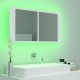 Sonata H Шкаф с LED огледало за баня, бял, 90x12x45 см, акрил