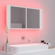 Sonata H Шкаф с LED огледало за баня, бял, 90x12x45 см, акрил