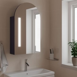 Sonata H Огледален шкаф за баня с LED светлина дъговиден сив 42x13x70 см - Dulapuri de baie