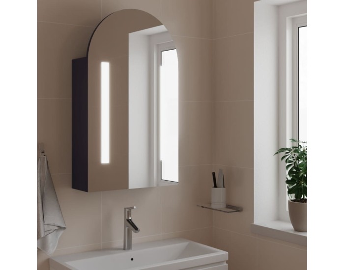 Sonata Dulap cu oglindă de baie cu LED, gri, 42x13x70 cm, arcuit