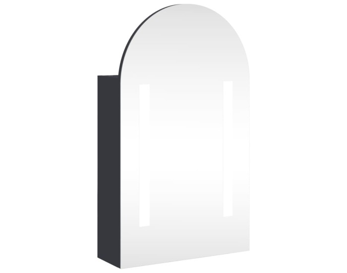 Sonata Dulap cu oglindă de baie cu LED, gri, 42x13x70 cm, arcuit