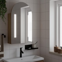 Sonata H Огледален шкаф за баня с LED светлина дъговиден дъб 42x13x70 см - Dulapuri de baie
