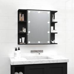 Sonata H Огледален шкаф с LED, черен, 70x16,5x60 см - Dulapuri de baie