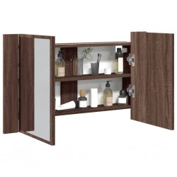 Sonata H Шкаф с LED огледало за баня, кафяв дъб, 80x12x45 см, акрил - Dulapuri de baie
