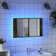Sonata H Шкаф с LED огледало за баня, опушен дъб, 80x12x45 см, акрил