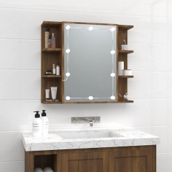 Sonata H Огледален шкаф с LED, кафяв дъб, 70x16,5x60 см - Dulapuri de baie