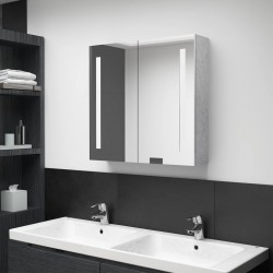 Sonata H LED шкаф с огледало за баня, бетонно сив, 62x14x60 см - Baie