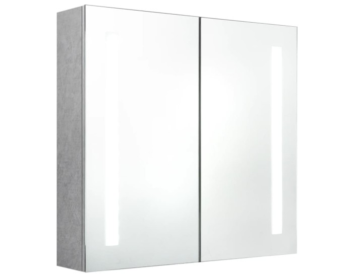 Sonata Dulap de baie cu oglindă și LED, gri beton, 62x14x60 cm