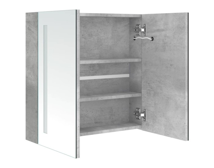 Sonata Dulap de baie cu oglindă și LED, gri beton, 62x14x60 cm
