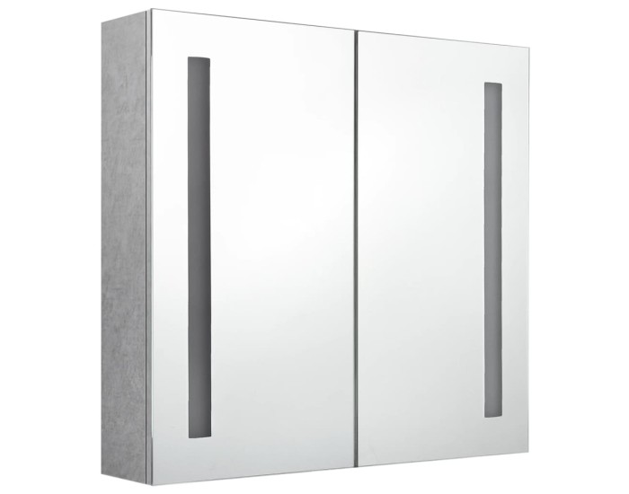 Sonata Dulap de baie cu oglindă și LED, gri beton, 62x14x60 cm