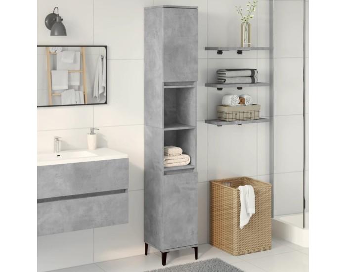 Sonata Dulap de baie, gri beton, 30x30x190 cm, lemn prelucrat