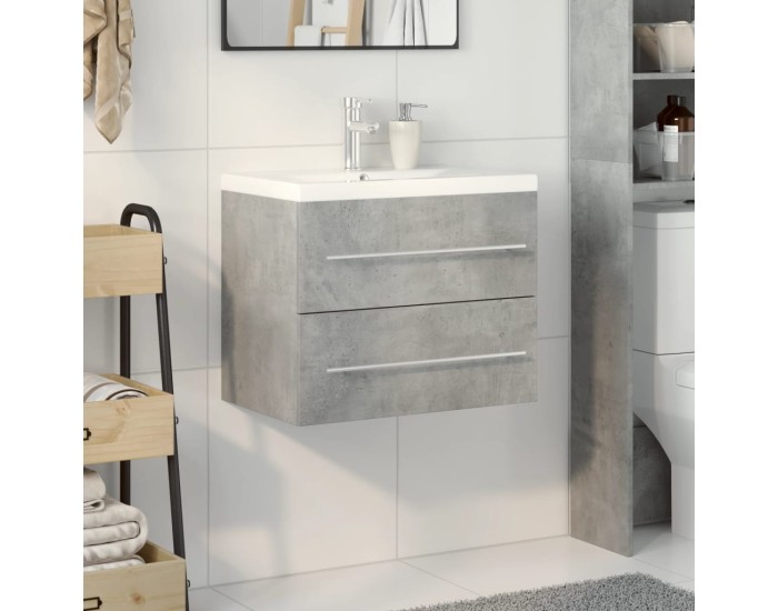 Sonata Set mobilier de baie, 2 piese, gri beton, lemn compozit